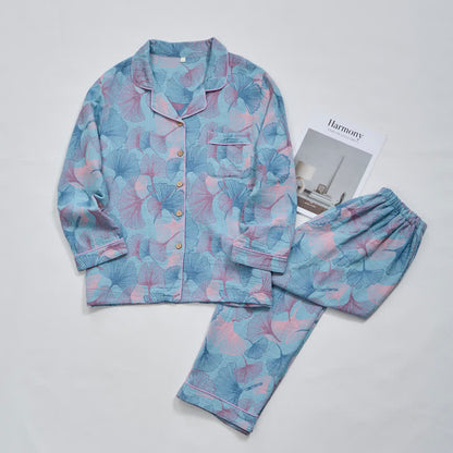Ownkoti Ginkgo Leaf Cotton Notched‑Collar Loungewear Set - image 9