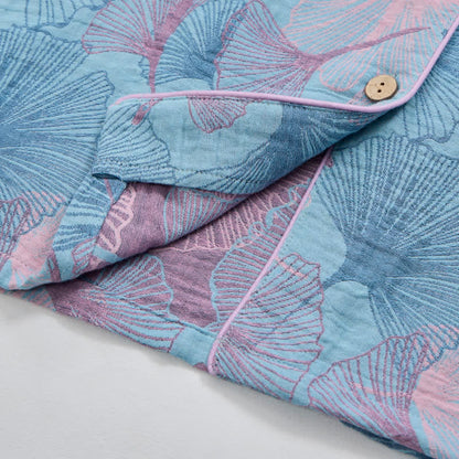 Ownkoti Ginkgo Leaf Cotton Notched‑Collar Loungewear Set - image 6