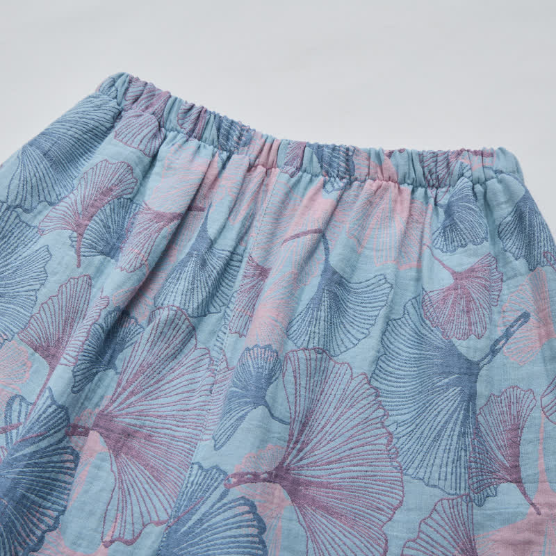 Ownkoti Ginkgo Leaf Cotton Notched‑Collar Loungewear Set - image 7