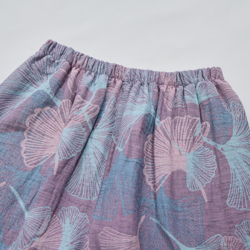 Ownkoti Ginkgo Leaf Cotton Notched‑Collar Loungewear Set - image 16