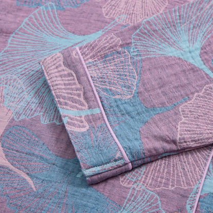 Ownkoti Ginkgo Leaf Cotton Notched‑Collar Loungewear Set - image 14