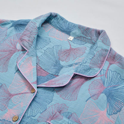 Ownkoti Ginkgo Leaf Cotton Notched‑Collar Loungewear Set - image 3