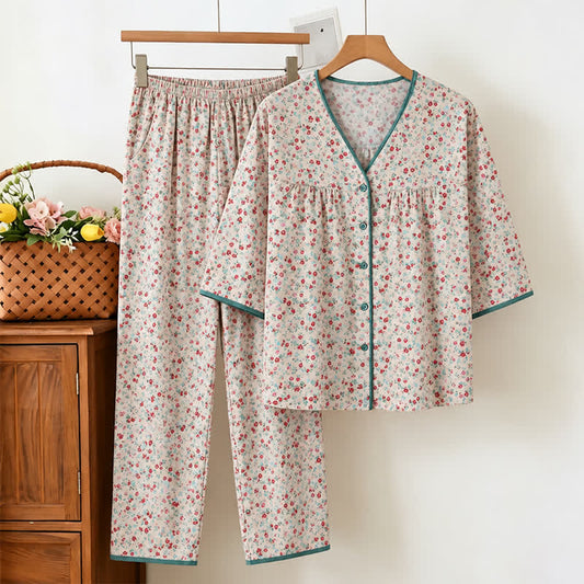 Ownkoti Rutsic Floral Cotton Women's Pajama Set - Pink - 3XL - image 0