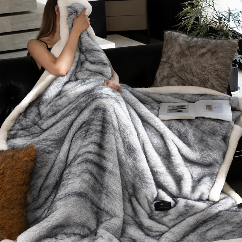 Ownkoti Luxury Faux Fur Throw Blanket - Grey - Queen - image 0