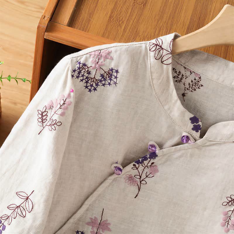 Ownkoti Cotton Embroidered Frog Button Lounge Top - image 3
