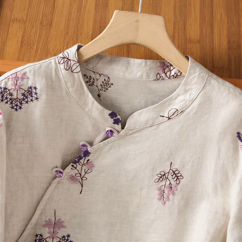 Ownkoti Cotton Embroidered Frog Button Lounge Top - image 4