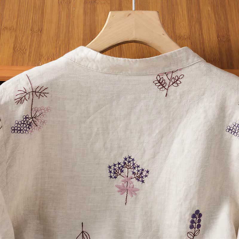 Ownkoti Cotton Embroidered Frog Button Lounge Top - image 5