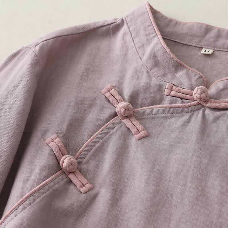 Ownkoti Classic Mandarin Collar Relaxed Lounge Top - image 3