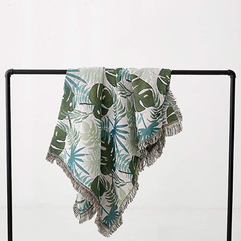 Ownkoti Palm Pattern Sofa Cover Tassel Blanket - image 7