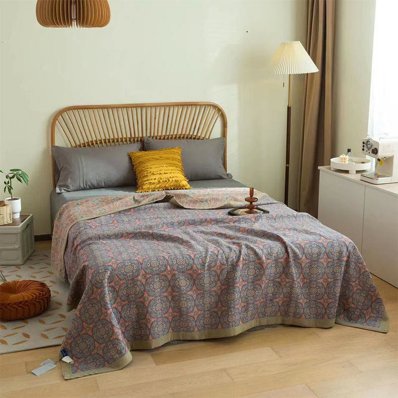 Ownkoti Retro Flower Pattern Cotton Reversible Quilt