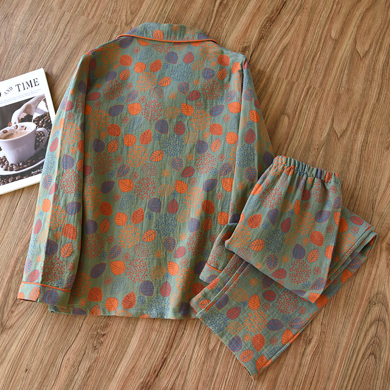 Ownkoti Leaf Green Cotton Gauze Loungewear Set - image 1