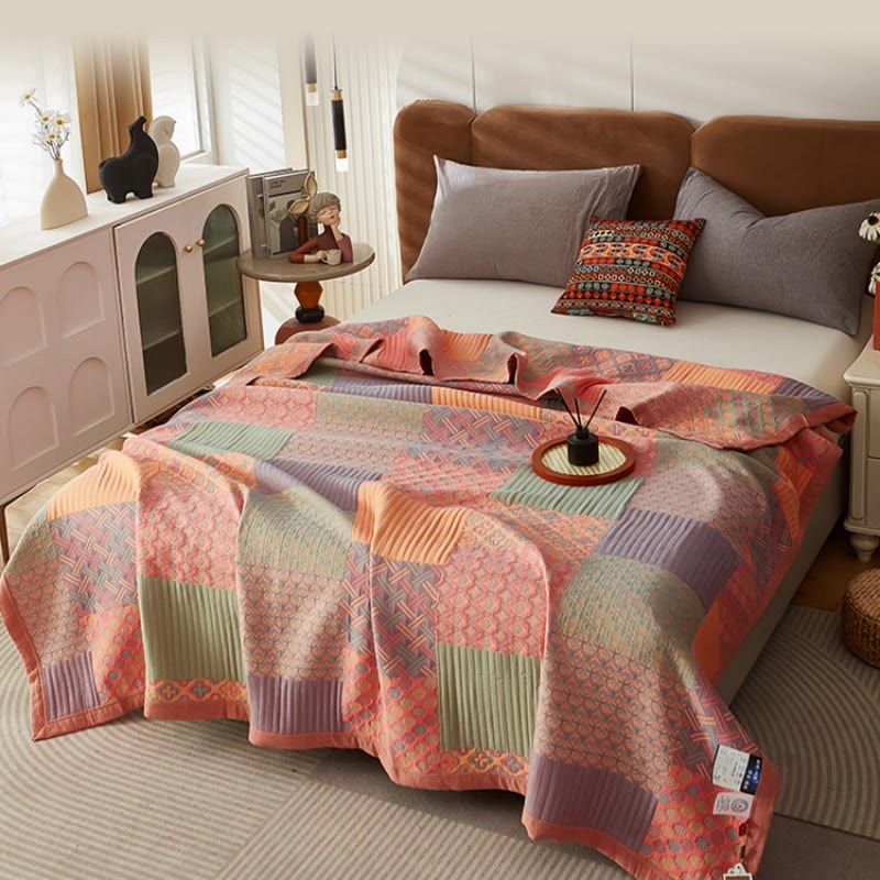 Ownkoti Colorful Square Pattern Cotton Reversible Quilt - image 1