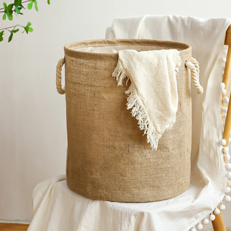 Ownkoti Cotton Linen Waterproof Foldable Laundry Basket