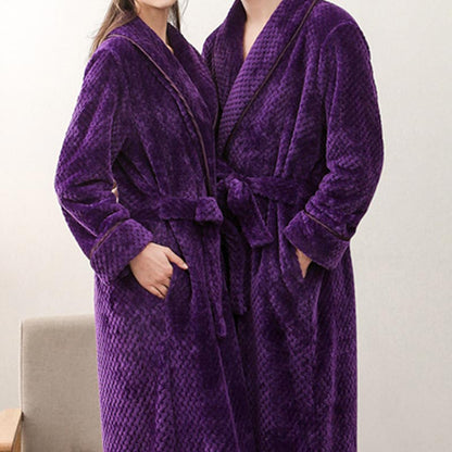 Ownkoti Puffy Fleece Pajama Long Bathrobe - Purple - Women: M - image 0