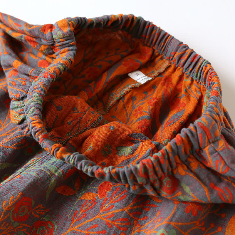 Ownkoti Vintage Leaf Cotton Lapel Loungewear Set - image 11