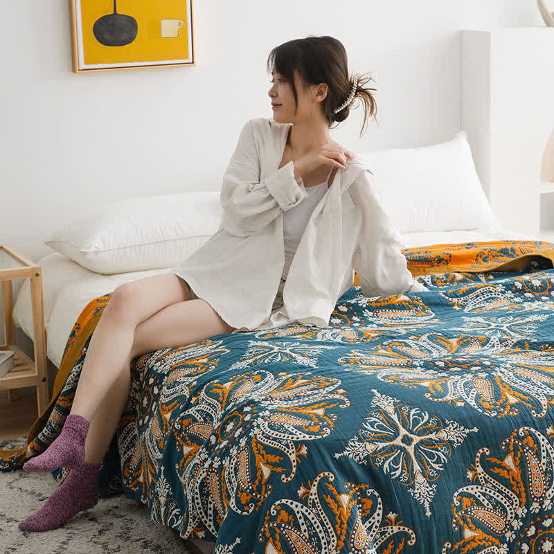 Ownkoti Flower Cotton Gauze Quilt Reversible Blanket - image 10