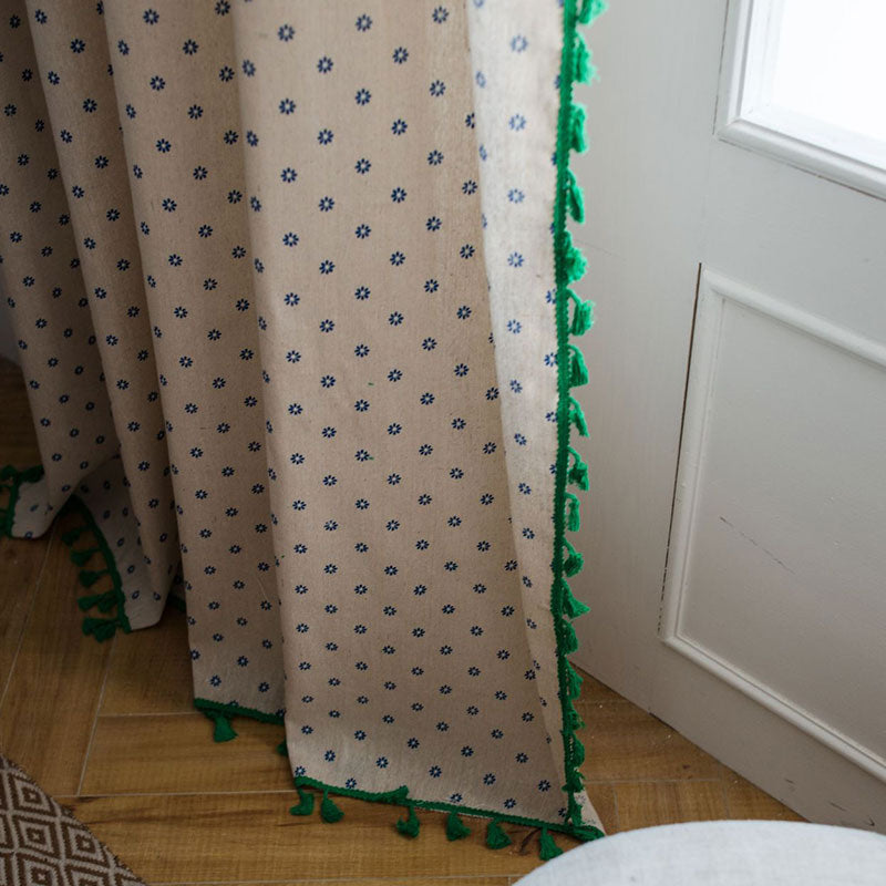 Ownkoti Blue Daisy Green Cotton Curtain - image 6