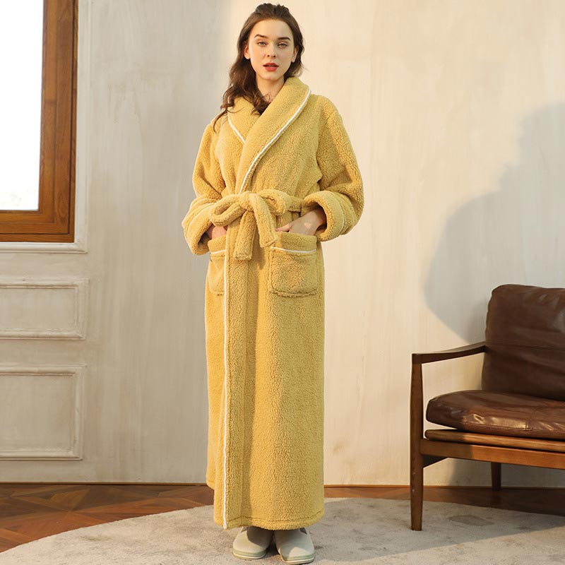 Ownkoti Comfy Fleece Pajama Long Bathrobe - Yellow - Women: 3XL - image 2