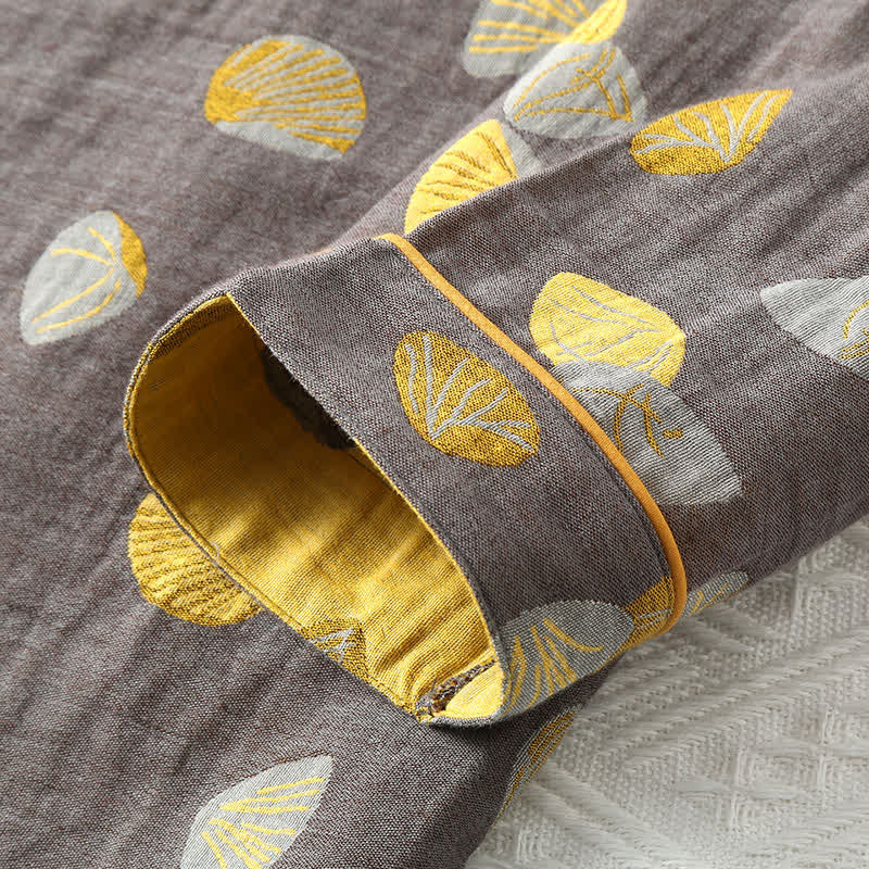 Ownkoti Luxurious Shell Cotton Lapel Pajama Set