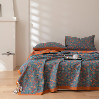 Ownkoti Pastoral Ginkgo Leaf Pattern Cotton Reversible Quilt - image 2