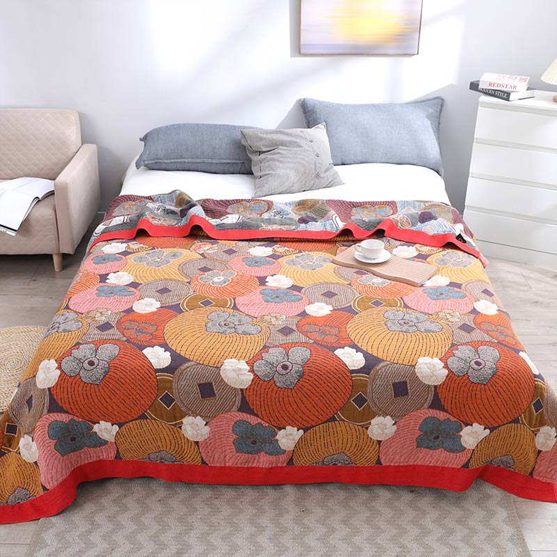 Ownkoti Colorful Persimmon Cotton Gauze Reversible Quilt - image 1