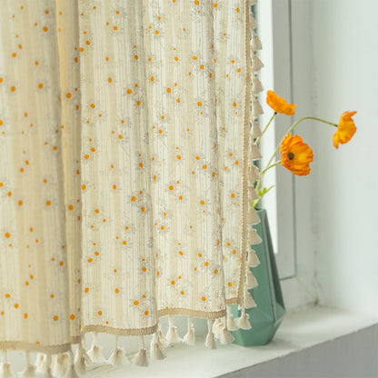 Ownkoti Beige Floral Daisy Pattern Tier Curtain - image 4