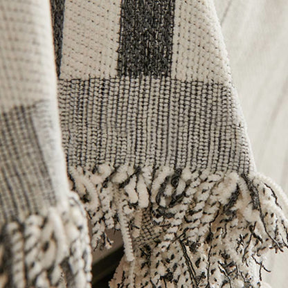 Ownkoti Straight Stripe Chenille Tassel Sofa Protector