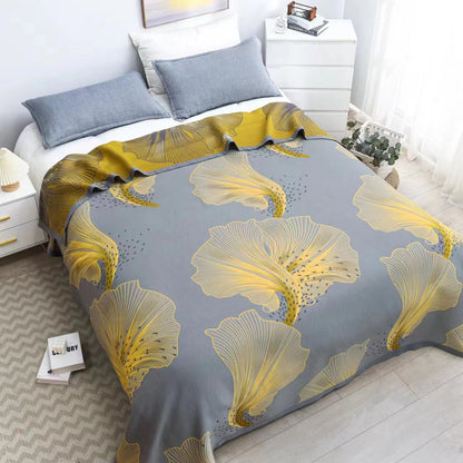 Ownkoti Zantedeschia Aethiopica Print Cotton Reversible Quilt - Quilt with 2pcs Pillowcases - King - image 0
