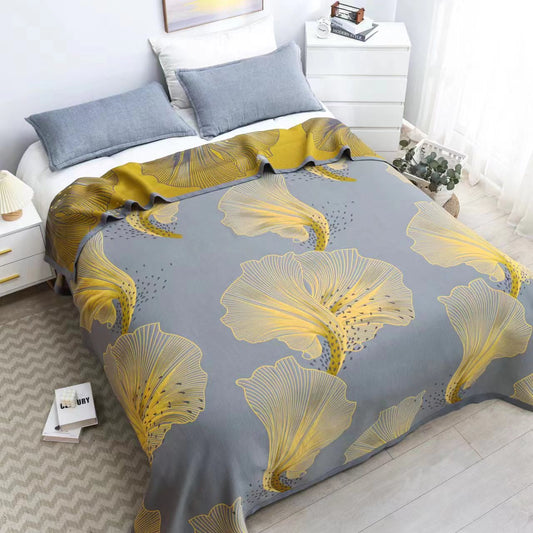 Ownkoti Zantedeschia Aethiopica Print Cotton Reversible Quilt - Quilt with 2pcs Pillowcases - King - image 0