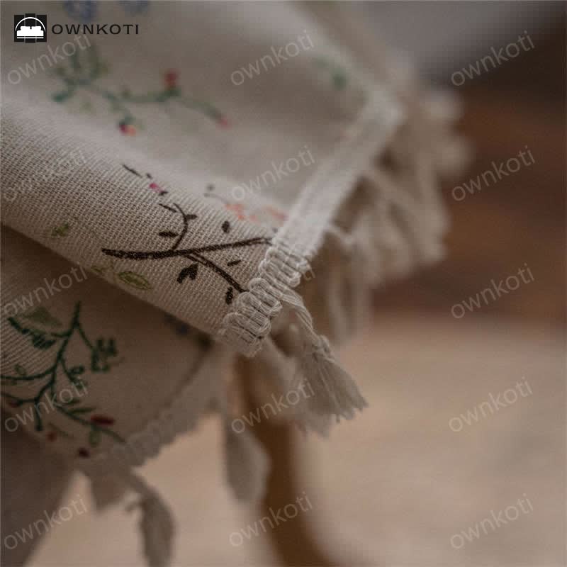 Ownkoti Floral Plaid Splicing Light Filtering Tassel Curtain - image 10