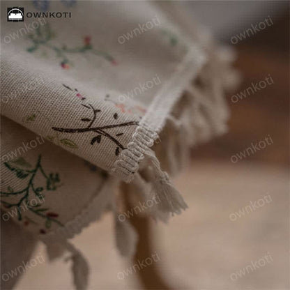 Ownkoti Floral Plaid Splicing Light Filtering Tassel Curtain - image 10