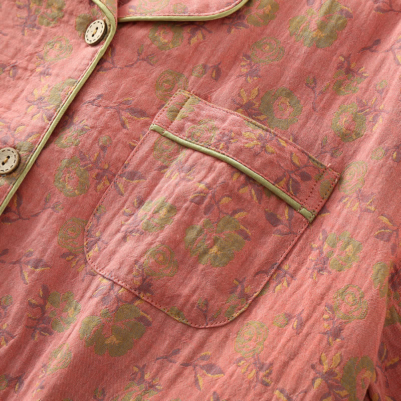 Retro Rose Cotton Gauze Pajama Set - image 3