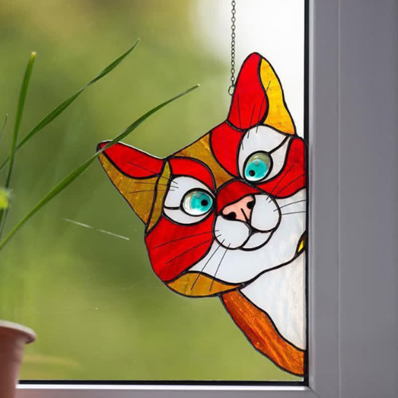 Ownkoti Stain Cat Suncatcher Window Ornament (Buy One Get One Free) - Red - image 0