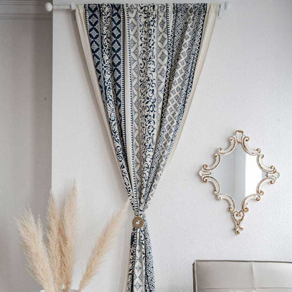 Ownkoti Cotton Linen Blue Pattern Curtain - image 4