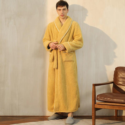 Ownkoti Comfy Fleece Pajama Long Bathrobe - Yellow - Men: 3XL - image 3