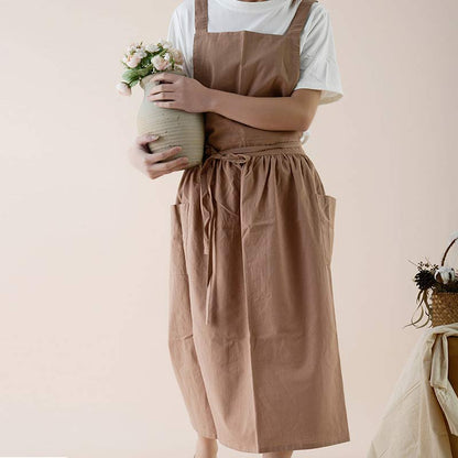 Ownkoti Cotton Apron Waterproof Apron With Pockets - Dark Orange - One Size - image 14