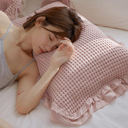 Ownkoti Waffle Weave Cotton Pillowcases with Ruffle (2PCS) - image 1