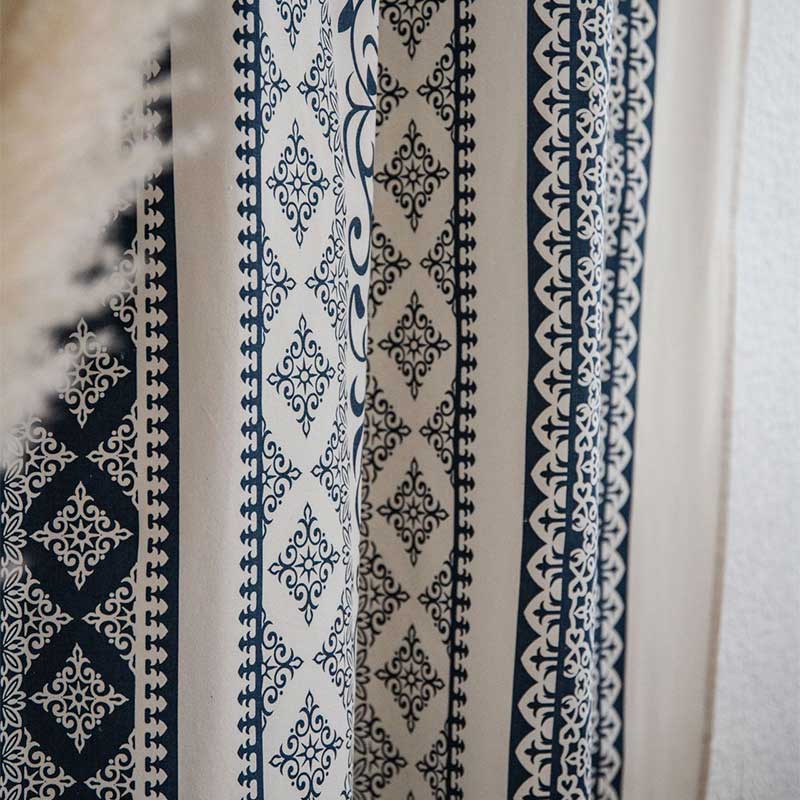 Ownkoti Cotton Linen Blue Pattern Curtain - image 7