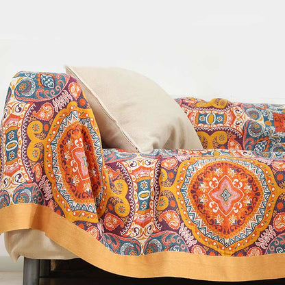Ownkoti Boho Cotton Orange Reversible Sofa Blanket - image 1