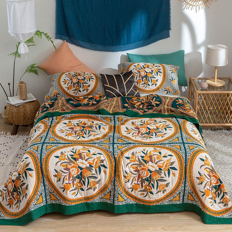 Ownkoti Comfy Floral Cotton Reversible Quilt - Pattern #1 - Full - image 0