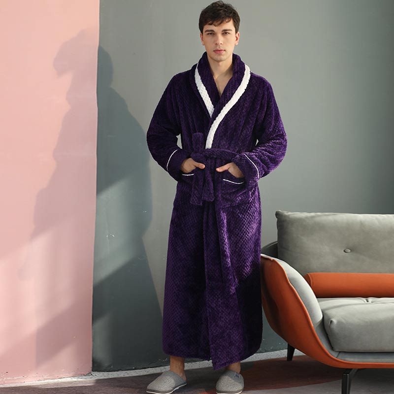 Ownkoti Thick Fleece Comfy Bathrobe - Purple - Men: XL - image 0