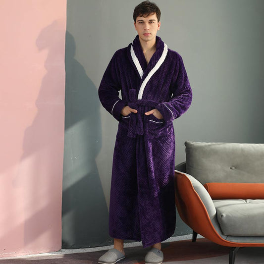 Ownkoti Thick Fleece Comfy Bathrobe - Purple - Men: XL - image 0