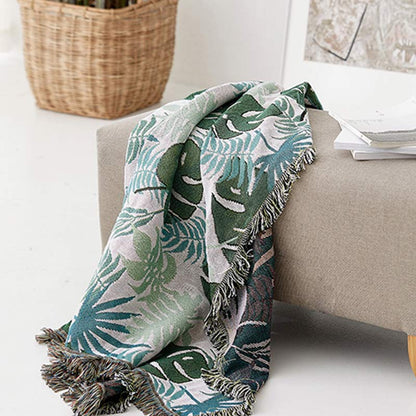 Ownkoti Palm Pattern Sofa Cover Tassel Blanket - image 5