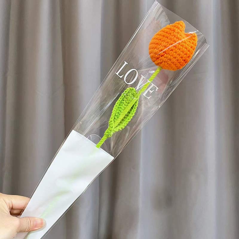 Ownkoti Knitted Handmade Crochet Tulip - Orange - 1PC - image 0