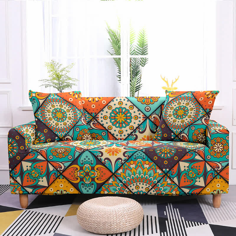 Ownkoti Retro Pattern Elastic Stretchable Couch Cover - Color #1 - 1-Seater 35" - 55" (90cm -140 cm) - image 0