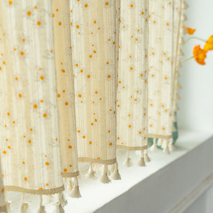 Ownkoti Beige Floral Daisy Pattern Tier Curtain - image 5