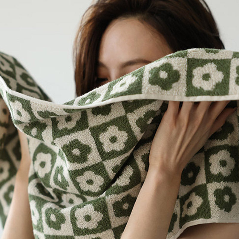 Ownkoti Plaid Flower Breathable Cotton Towel - image 1