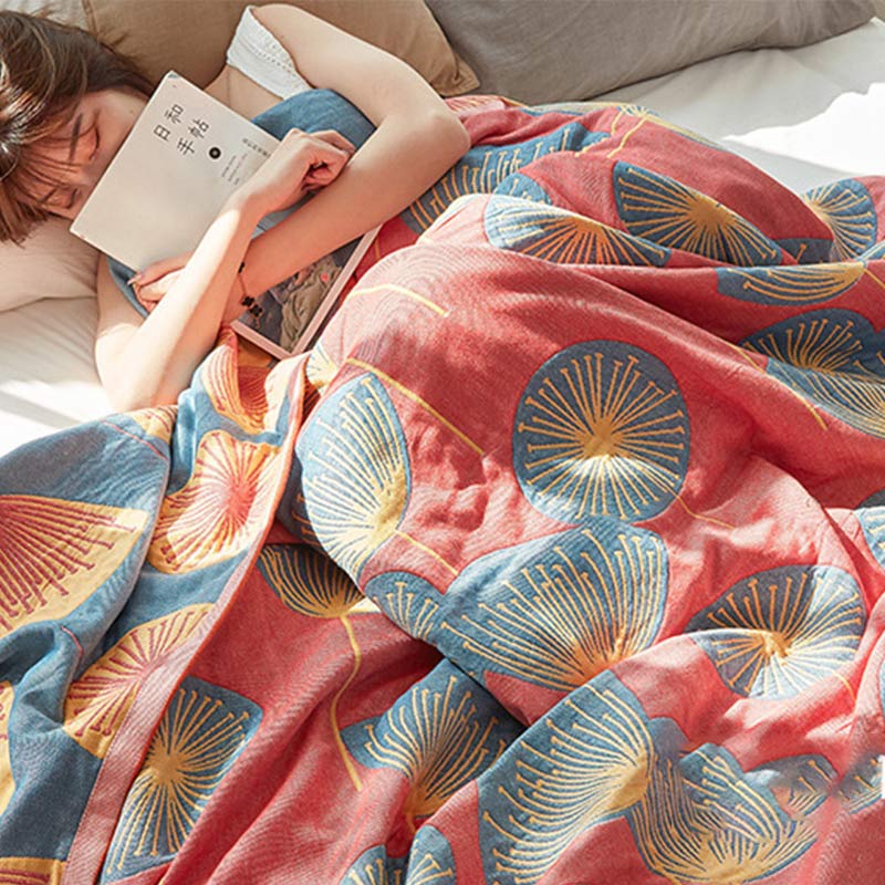 Ownkoti Dandelion Print Cotton Reversible Quilt