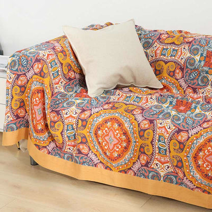 Ownkoti Boho Cotton Orange Reversible Sofa Blanket - image 2