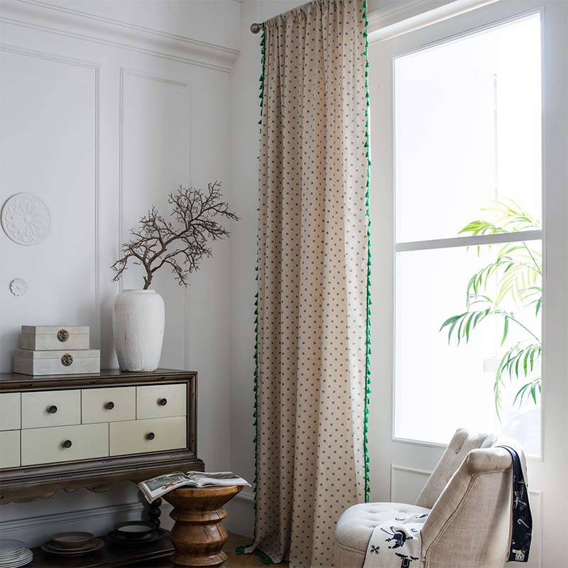 Ownkoti Blue Daisy Green Cotton Curtain - image 2